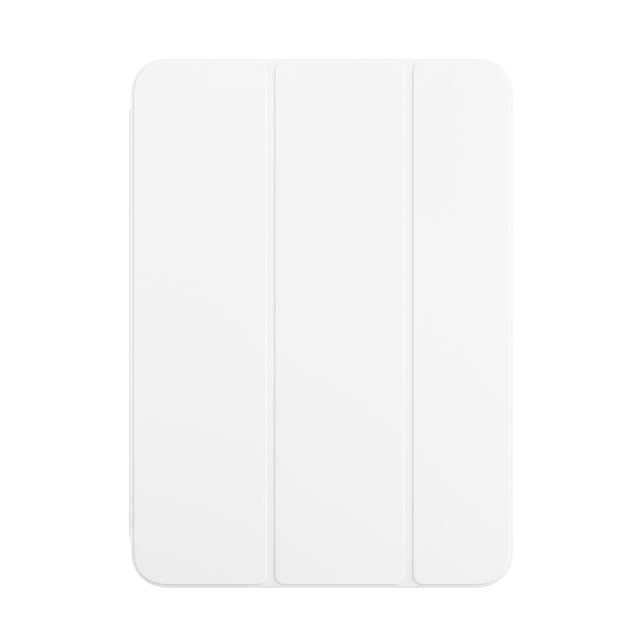 Apple Smart Folio pour iPad (10e Génération) en Blanc, Montré à Partir d'Une Vue Centrée de Haut en Bas, avec une Mince Couverture Magnétique à Trois Volets Qui Protège l'Avant et l'Arrière de l'iPad et Se Replie en Support pour Lire, Regarder Ou Taper, Convient Aussi comme Couverture de Voyage Légère pour la protection de la Tablette.