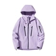 thumbnail image 1 of LOVZFMLL Jackets for Women's Solid Color Windbreaker Jacket Submachine Jacket Long Sleeved Hooded Casual Jacket, 1 of 3