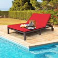 thumbnail image 1 of Gymax Fauteuil Inclinable de Patio en Rotin Réglable pour 2 Personnes avec Coussin Rouge et Roue, 1 of 10