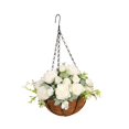 thumbnail image 3 of Hanging Artificial Flowers Basket Decor Chain Flowerpot for Home Patio Porch white, 3 of 8