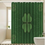 Clearance!St. Patrick's Day Shamrock Shower Curtain - Large Clover Leaf Buffalo Check Plaid Farmhouse Bathroom Curtains, Weighted Shower Liner for Shower Stall, Bathtubs 71x71 Inches