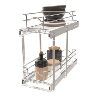 Rev-A-Shelf 5WB2-0922CR-1 Panier Tiroir d'Armoire Coulissant en Fil Métallique à 2 Niveaux 9x22 Po
