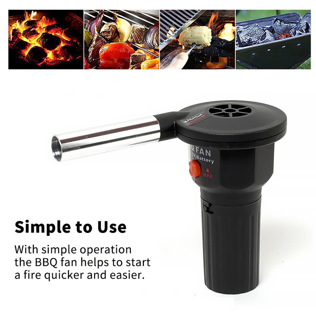 Portable Battery Powered BBQ Fan Air Blower Powered BBQ ventilator easy to use home for Outdoor Camping Picnic Charcoal Grill Barbecue Grill Accessories