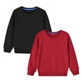 thumbnail image 1 of Penkiiy Chandail Molletonné 2 Pcs pour Bébés Garçons Filles, Col Ras du Cou, Coton Uni, Chandail à Enfiler, Nouveau-Né Nourrisson, Chaud, Basique, Chandail d'Automne Hiver, Haut 7 Ans, Rouge, 1 of 8