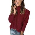 thumbnail image 2 of EGNMCR Chandails pour Femmes Décontractés Unis Chandail Col Roulé Blouse Manches Longues Hauts en Peluche Chandail, Cadeaux pour Femmes, 2 of 4