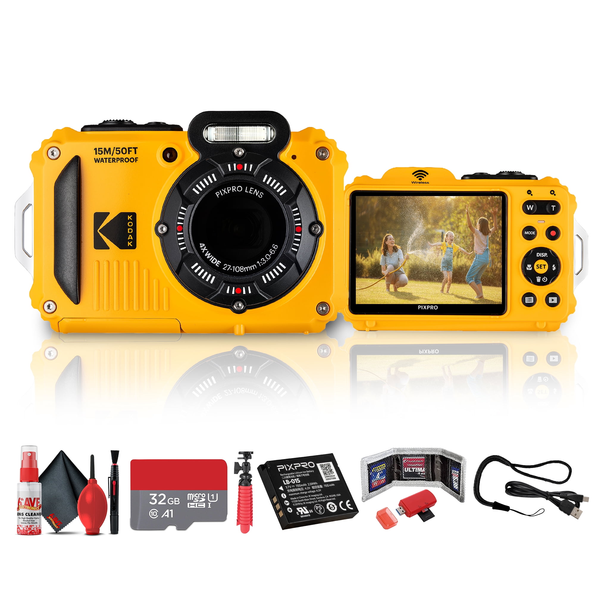 Kodak PIXPRO WPZ2 Digital Camera (Yellow) | Waterproof, Shockproof