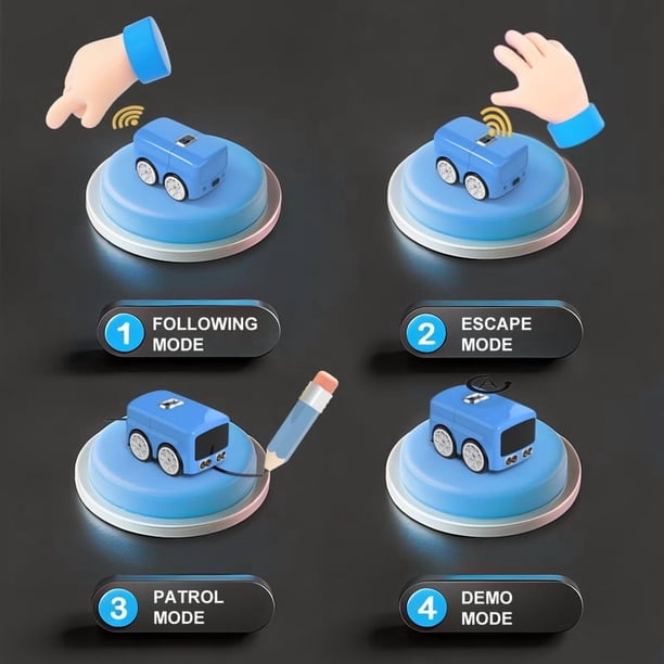Mini Bus Magique, Voiture Intelligente à Capteur Suivi de Ligne, Contrôle par Gestes et Télécommande avec Lumières d'Expression à LED, Jouet Éducatif d'Évitement Automatique pour Enfants de 5 à 8 Ans