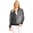 thumbnail image 1 of Fashion Womens Sequin Long Sleeve Front Zip Jacket with Ribbed Cuffs, 1 of 5