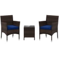 thumbnail image 2 of Costway 3 PCS Outdoor Conversation Set with Cushioned Seat & Tempered Glass Tabletop Navy, 2 of 10