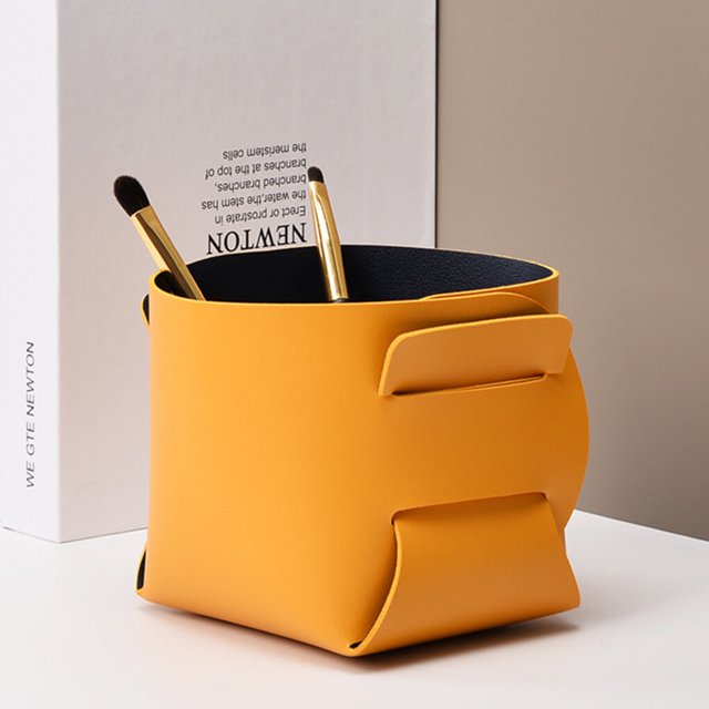 pitrice PU Sac de Rangement en Cuir Couleur Unie Pliable à la Mode à l'Épreuve des Rayures Clé Oreillette Boîte de Conteneur de Contrôle à Distance Argent Vert