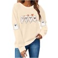thumbnail image 2 of Meichang Sweatshirts d'Halloween pour Femmes Col Rond Chandails en Molleton Graphique Fantôme Mignon Imprimé Effrayant Manches Longues Vintage Chandail, 2 of 9