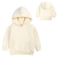 thumbnail image 2 of FAOWME Sweat à Capuche pour Garçons et Filles, Couleur Unie, Beige 2-3 Ans, 2 of 6