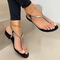thumbnail image 1 of Mother's Day AXXD Comfy Sandals Women Black Rhinestone Thong Sandals Beach, 1 of 3