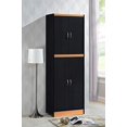 thumbnail image 2 of Hodedah HI224 Garde-Manger de Cuisine de Rangement à 4 Portes, 4 Tablettes et 5 Compartiments, Black Beech, 2 of 5