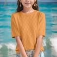 thumbnail image 4 of Posijego Chandails à Manches Courtes pour Filles pour Enfants, Col Rond, Tricot, Chandails à Enfiler, Chemises Décontractées Amples, 4 of 4