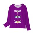 thumbnail image 4 of RXIRUCGD Chemises à Manches Longues pour Filles, Col Rond Mignon, Blouses Décontractées Élégantes (Violet, Taille : 4 Ans), 4 of 5