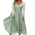 thumbnail image 1 of WTXUE Robe à Manches Longues, Robe Longue en Mousseline Patchwork à Col en V Ajourée pour Femme, Robes de Soirée Demoiselle d'Honneur Robe Décontractée, Robe en Tulle Femme, Robe en Maille, Robe Verte, 3# Vert m, 1 of 5
