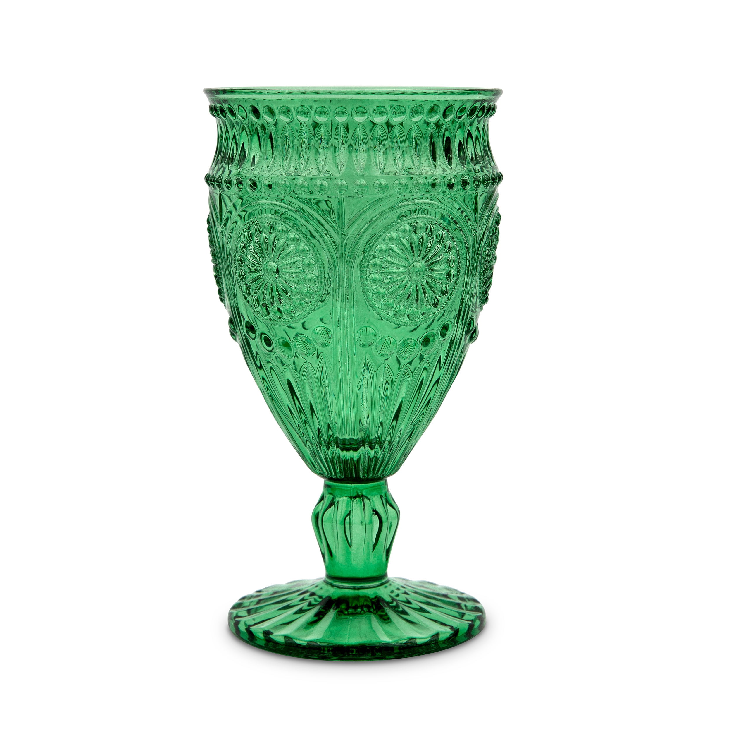 Weddingstar Vintage Style Pressed Glass Wine Goblet - Green
