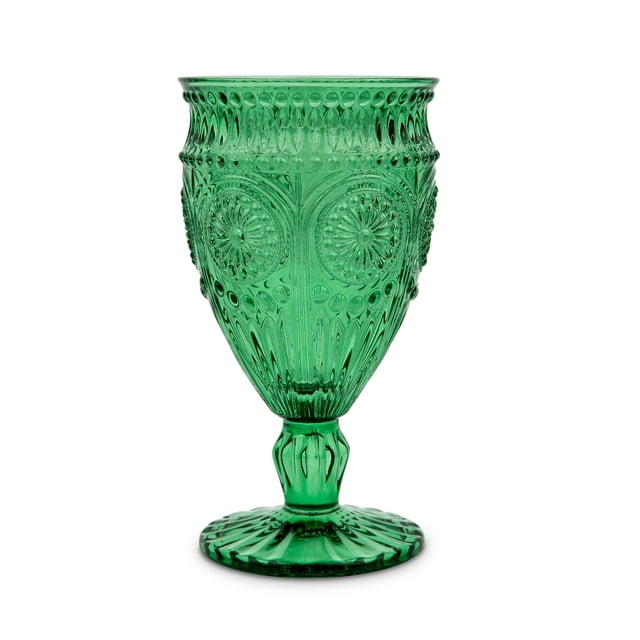 Weddingstar Vintage Style Pressed Glass Wine Goblet - Green