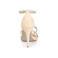 thumbnail image 3 of BLISSFUL STEP Women's Shoes Rhinestone Stiletto Heel Ankle Strap Sandals Beige 8, 3 of 8