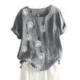 thumbnail image 1 of EQWLJWE Hauts pour Femmes Liquidation Hauts d'Été pour Femmes T-Shirt d'Été Décontracté pour Femme Col Rond Manches Courtes Imprimé Floral Chemise Ample Hauts, 1 of 4