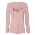 thumbnail image 4 of CEHVOM Women's Casual Solid Drawstring Tight Long Sleeve Pullover Tops, 4 of 4