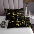 thumbnail image 3 of YST Geometric Neon Square Quilt Set, Stereoscopic Geometry Bedspread Set King Size Yellow Black Neon Lights Coverlet Set Modern Abstract Grid Bed Set For Kids Teens Adult Women Bedroom, 3 of 3