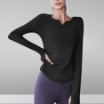 thumbnail image 2 of Timegard Yoga Tops for Women Long Sleeve V-Neck Ruched Tee Trackshirts Athletic Workout Running Tops, 2 of 4