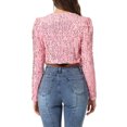 thumbnail image 3 of INSPIRE CHIC Veste Courte Ouverte à Paillettes Brillantes à Manches Longues pour Femme TP Rose, 3 of 6