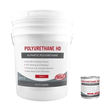 Rain Guard Water Sealers PU-1406 Polyurethane HD IsoFree 2-Part White Base Gloss Finish Ready to USE Covering up to 1200 Sq. Ft on New and Older Surfaces. 4 Gallon Kit A and B