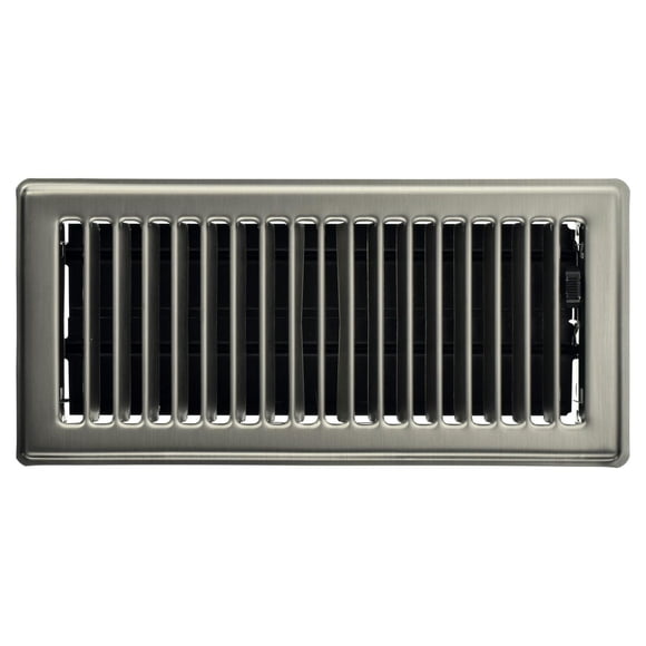 Imperial 4" x 10" Brushed Nickel Steel Floor Register, Louvered, 1-pk