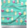 thumbnail image 1 of Soimoi Satin Silk Fabric Wine Glass Bar Decor Fabric Printed Yard 42 Inch Wide, 1 of 3