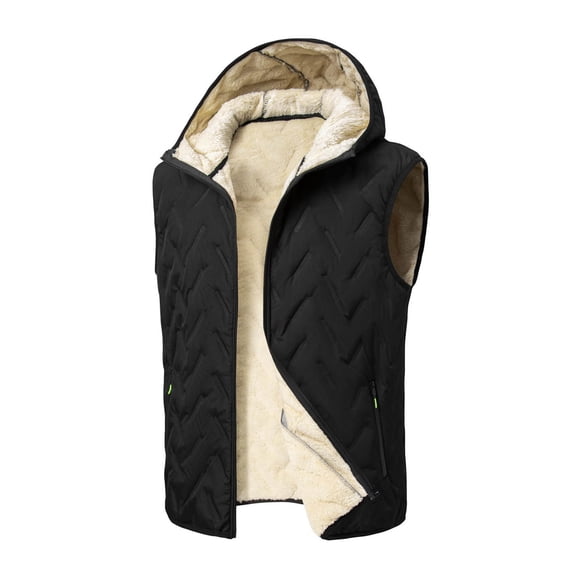 LNWUY Men's Premium Puffer Vest with Thick Woolen Lining, Windproof, Durable, Lightweight Warm for Outdoor Winter Activities and Everyday Comfort Black L