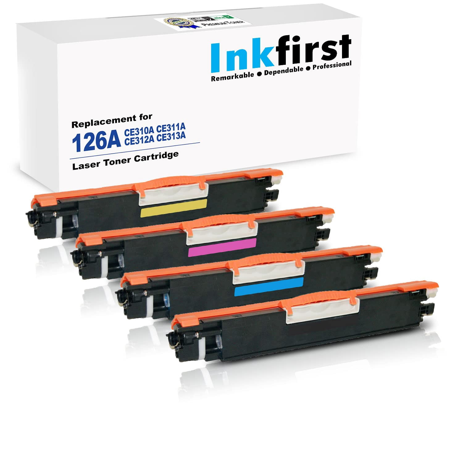 1 Set of 4 Inkfirst Compatible Toner Cartridges Replacement for HP CE310A CE311A CE312A CE313A 126A Color LaserJet Pro CP1025nw M175nw TopShot M275 MFP Black Cyan Magenta