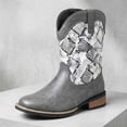 thumbnail image 2 of Men's Western Cowboy Boots with Snake Print - Mid-Calf Rodeo Boots with Square Toe Low Heel Boots Non-Slip Casual, 2 of 6