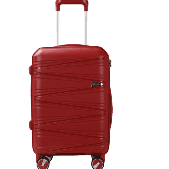 TRAVLR 100 % PP Résistant aux Chocs Léger Extensible 24 Pouces Valise de Soute à Roulettes - Rouge
