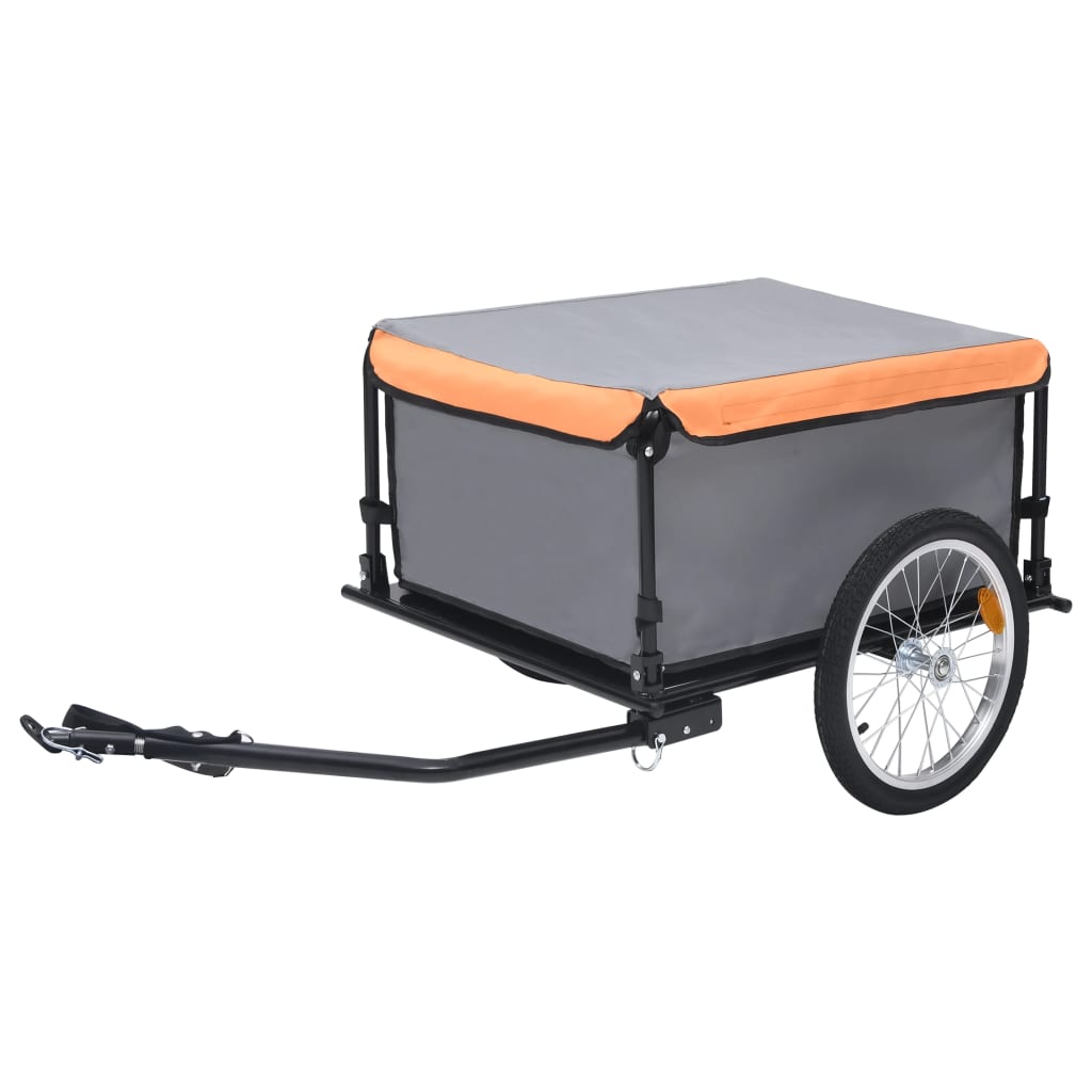 vidaXL Remorque à Vélo Gris et Orange 65 kg