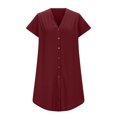 thumbnail image 4 of Ovzne Robes pour Femmes Robe Femme Robe Décontractée pour Femmes à Boutons Robe d'Été à Col en V Robe de Printemps à Manches Courtes Robe de Nuit Robe Trapèze Robe Décontractée Robe pour Femmes à Manches Courtes Liquidation, 4 of 7