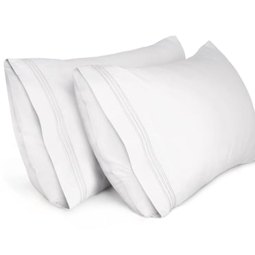 Lirex King Pillowcases, 2-Pack White Microfiber Pillow Cover Set, 1800 Thread Count, Soft Durable