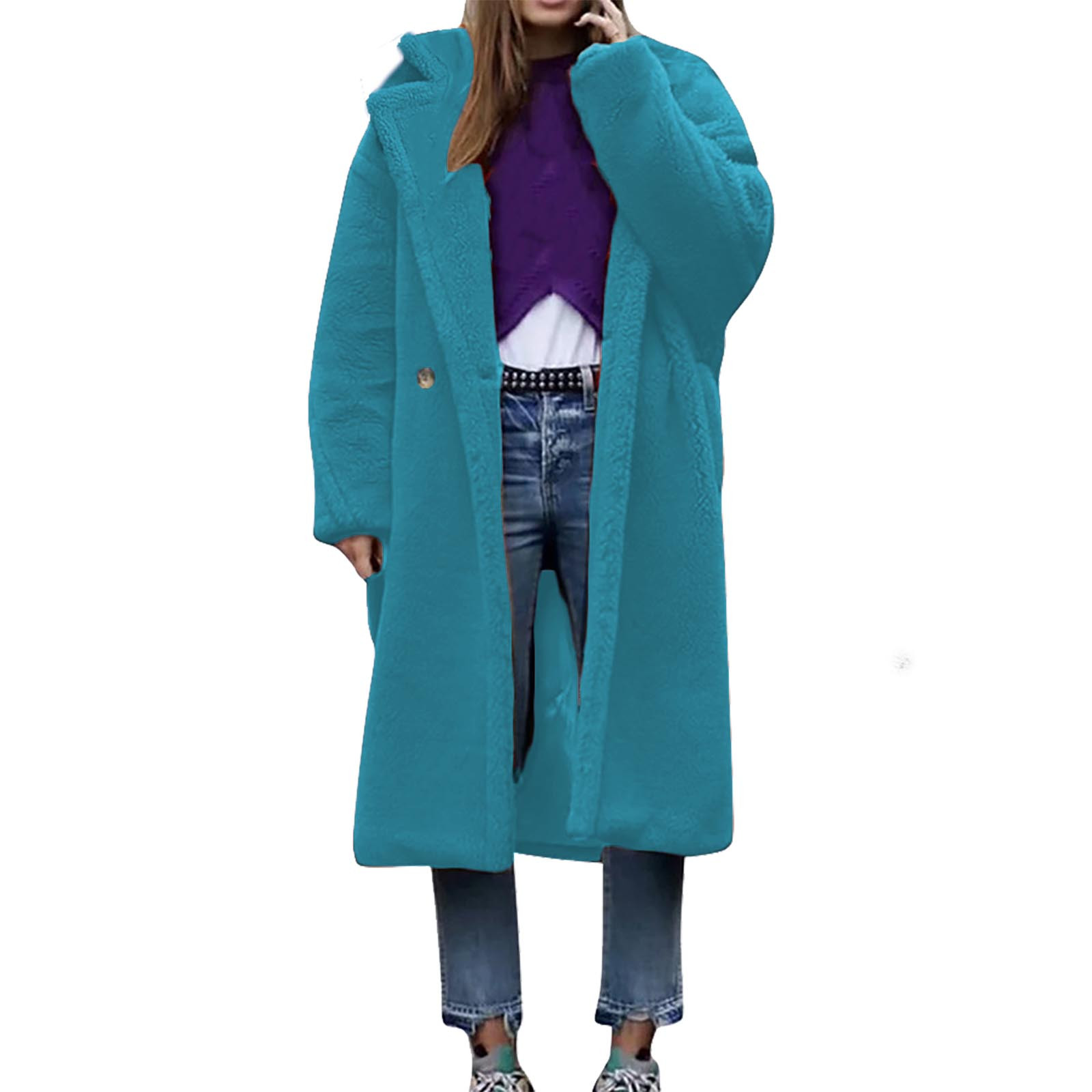 LOVZFMLL Vestes pour Femmes Manteau à Manches Longues en Cheveux d'Agneau Col Chaud