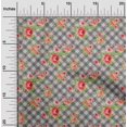 thumbnail image 1 of oneOone Coton Bio Popeline Sergé Feuilles & Motif Floral Imprimé BTY 42 Pouces de Large, 1 of 4