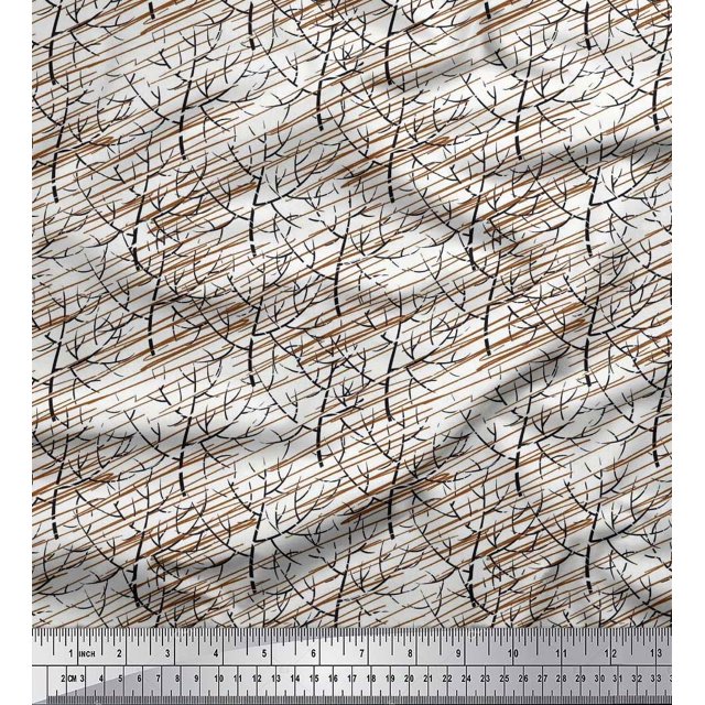 Soimoi Tissu Satin Modal Imprimé Arbre Sec Tissu de Couture Yard 42 Pouces de Large