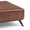 thumbnail image 5 of SIMPLIHOME Owen Table Basse Carrée de 36 Pouces de Large avec Dessus Relevable et Rangement, Pouf Repose-Pieds de Cocktail en Similicuir Aéré Brun Selle Vieilli Rembourré, Style Milieu du Siècle Moderne, Salon, 5 of 5
