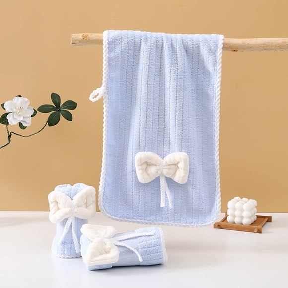 Serviette à Nœud Papillon Rayée en Molleton Corail - Tissu à Séchage Rapide et Ultra-Absorbant, Slate Molleton Doux, Élément Décoratif, Bleu, JKODE