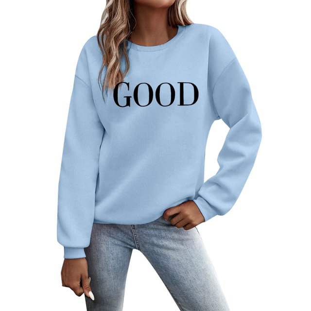 2025 Femmes Décontracté Long Décontracté Chandail Femmes Manche T-Shirts Graphiques Grands Chandails Femmes Col Rond Chandails Chandail Universitaire Chandails à Capuchon Grande Taille Hauts pour Femmes