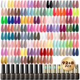 thumbnail image 1 of ROSALIND 100PCS Gel Nail Polish Set, 92 PCS Colors Gel Polish Set with 8 Bottles of Base and Glossy Matte Top Coat Starter Gel Nail Set Suitable for All Seasons Gift for Women, 1 of 9