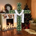 thumbnail image 4 of Foldable Cross Christmas Tree, Foldable Christmas Tree Cross, Pre-Lit Artificial Pine Christmas Cross, Outdoor Staked Twinkling Christmas Trees, with LED Light and Silk Scarf Wood Rattan Ring, 4 of 7