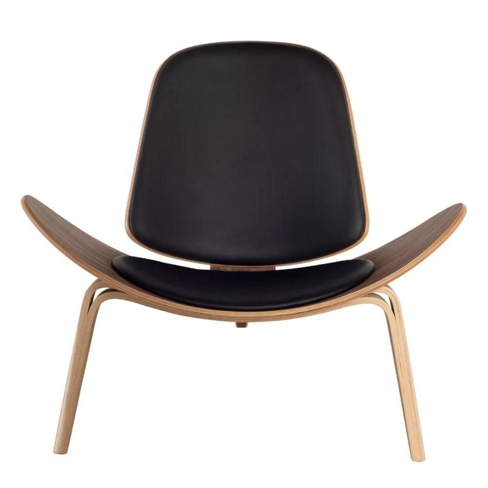 Chaise Shell (cuir véritable) avec design à trois pieds et revêtement haut de gamme