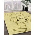 thumbnail image 3 of Ahgly Company Tapis de Zone Rond d'Intérieur Lavable à la Machine, Style Transitionnel, Jaune Soleil, 4 Pieds Rond, 3 of 7