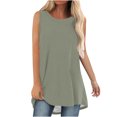 thumbnail image 1 of Timegard Womens Long Tank Tops Round Neck Sleeveless Solid Color Casual Loose Top Basic Tshirts Blouse, 1 of 6